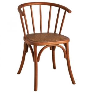 Aubry Gaspard Chaise en hêtre et rotin, avec dossier rond -