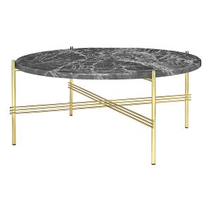 Image de Gubi Table basse ronde structure laiton TS Ø 80 x 35 cm (Gris Emperador - Marbre et métal)