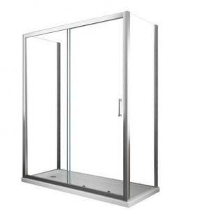 Douche de 6 mm avec deux parois fixes et une porte coulissante 72,5-75 fixes x 135-140 coulissante