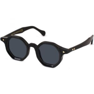 Xlab Unisex LANZAROTE Lunettes de soleil Acétate Noir Fumée Géométrique Polarisé