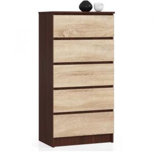 Commode akord K60 Weng&eacute; 60 cm 5 tiroirs fa&ccedil;ade Ch&ecirc;ne Sonoma 60x40x121 cm