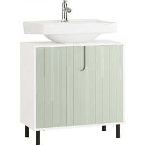 Sobuy BZR139-GR Meuble sous Lavabo Salle de Bain, Armoire de Rangement pour Vasque avec 2 Portes et étagère réglable, Meuble sous Vasque - dim. 60L x 30l x