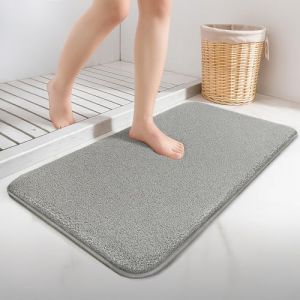 Image de Vounot Tapis de Bain Antidérapant Ultra Doux et Absorbant en Microfibre Confortable Lavable Machine Surface Lisse pour Salle de Bain Douche Baignoire 60x110cm Gris