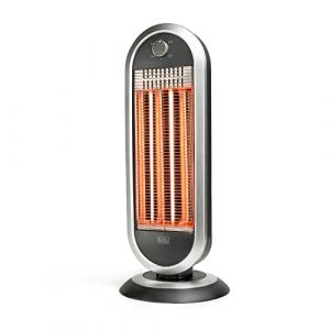 BLACK+DECKER BXCSH900E - Radiateur électrique carbone 900W, 2 puissances de chauffage, Surface jusqu'à 10m2, Systéme de sécurité, Poignée intégrée, Oscillant, gris