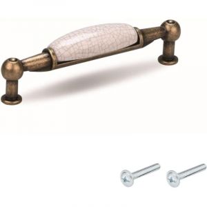 Cyclingcolors 1x Poign&eacute;e de meuble vintage zamak finition nickel porcelaine c&eacute;ramique entraxe 96 mm tiroir armoire avec vis
