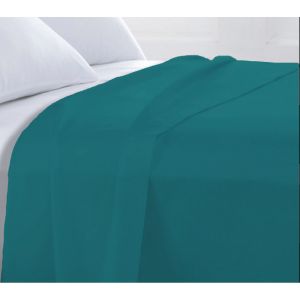 Future Home - Drap plat coton 57 fils bleu p&eacute;trole - bleu