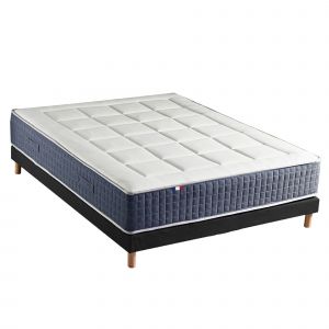 Ensemble Matelas Ressort 7 zones + Mémoire de forme + Sommier KING STYLE Fabriqué en France 140 x 190 cm, Sommier - Noir
