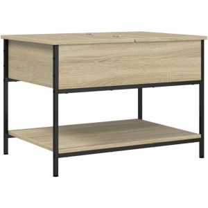 VidaXL Table Basse, Bout de Canapé avec Pieds Réglables, Table d'Appoint avec Rangement Salon Intérieur, Moderne, Chêne Sonoma Bois d'Ingénierie et Métal
