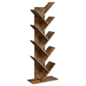 Bibliothèque, Étagère À 8 Niveaux, Meuble De Rangement, En Forme D'arbre, Marron Rustique