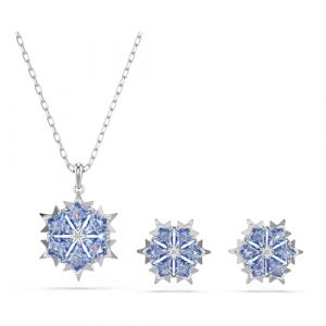 Swarovski Parure Magic, Flocon de neige, Bleu, Métal rhodié