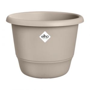 Elho Amiga Rond 55 - Pot de Fleur - Interieur & Ext&eacute;rieur - Plastique 100% Recycl&eacute; - &Oslash; 55 x H 41.3 cm - Beige/Beige Champignon