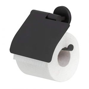 Tiger Noon porte-papier toilette avec couvercle noir - Chrome