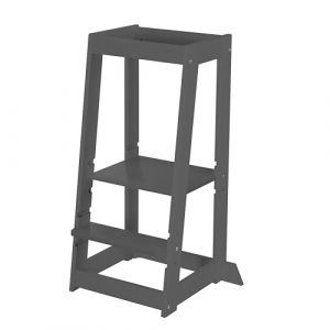 Roba Tour d'Apprentissage Montessori - Marchepied sûr pour les Enfants - Idéal comme Aide de Cuisine - Supporte jusqu’à 80 kg - Bois Certifié FSC - Anthracite