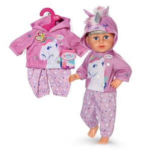 Zapf Creation BABY born Tenue Licorne, Ensemble de Sweat à Capuche avec Licorne et Pantalon avec imprimé pour poupées de 43 cm, 839409