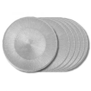 Table passion Lot de 6 assiettes plates 28 cm gris en verre