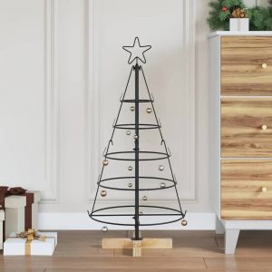 VidaXL Arbre en c&ocirc;ne de No&euml;l avec support Noir 90 cm Acier