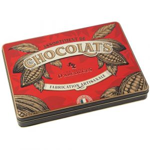 CHEVALIERS D'ARGOUGES Ma&icirc;tres Chocolatiers Fran&ccedil;ais - Assortiment de chocolats noir 70%, lait 33%, blanc - Coffret vintage No&euml;l 2023 300g