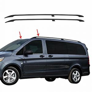 Omac Barres de toit longitudinales pour Mercedes Vito 2003-2023 L2 Alu Noir 2Pcs