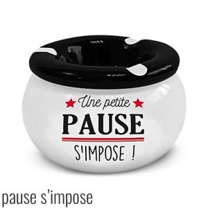 Cendrier céramique une petite pause s'impose - couvercle amovible - trois encoches