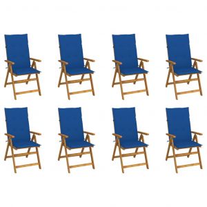 VidaXL Chaises pliables de jardin avec coussins 8 pcs Bois d'acacia - Bleu