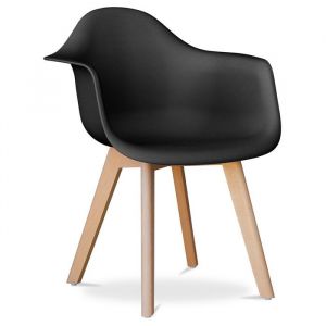 Chaise De Salle &Agrave; Manger Avec Accoudoirs - Style Scandinave - Amir Noir