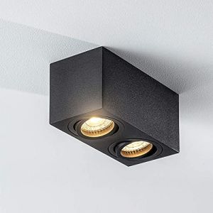 Cgc Lighting - Style haut de gamme du projecteur du plafond GU10 du support de surface rectangulaire jumeau de la case Noir