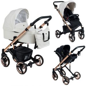 Image de Emjot Neri RoseGold Smooth Poussette combin&eacute;e trio Vanille Landau poussette promenade si&egrave;ge auto iSize Groupe 0