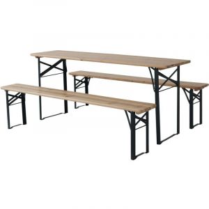 Habitat et Jardin Table de jardin brasserie pliante avec 2 bancs " Lisbonne " - 176 x 46 x 75 cm - Marron