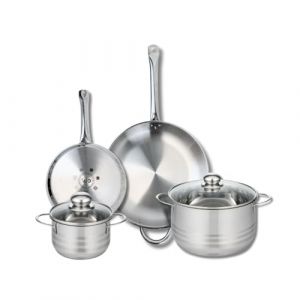 Elo 9879650 Batterie de cuisine 4 pi&egrave;ces, Ensemble de 2 Po&ecirc;les de cuisson 24 et 32 cm et 2 faitouts 16 et 24 cm Profi Brillant, inox, induction