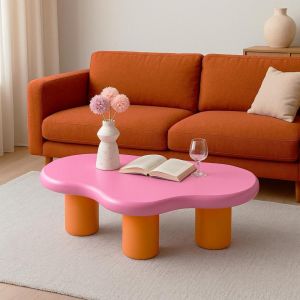 Table basse forme nuage Valdo Rose et Orange