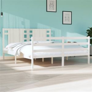 VidaXL Cadre de lit Blanc Bois de pin massif 150x200 cm Très grand