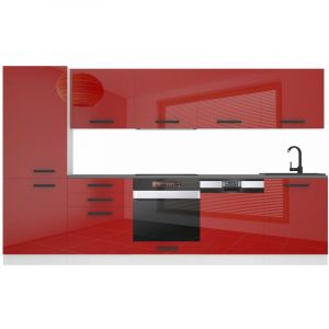 Cuisine Equipee Complete Rose Muebles de Cuisine Complets - 300 cm. Cuisine Complete sans Plan de Travail, Rouge très Brillant - Belini