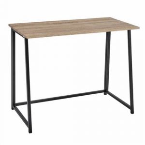 Table de console meuble d'entrée pliant coloris natutrel/noir - Longueur 91,50 x Profondeur 45 x Hauteur 74 cm