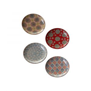 Set de 4 assiettes en céramique multicolore