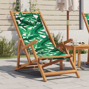 VidaXL Chaise pliable plage motif de feuilles bois d'eucalyptus/tissu