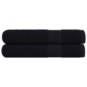 VidaXL Serviettes 2 pcs noir 100x200 cm 360 g/m² 100% coton