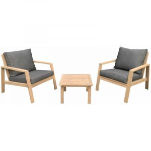 Happy Garden Salon de jardin en acacia 2 places gili - coussins gris - Gris