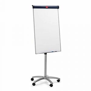 Nobo Impression Pro - Tableau Blanc sur Roulettes, Magnétique & Effaçable à Sec, avec Roulettes Pivotantes Verrouillables, Porte-Marqueur & Crochets pour Feuilles Inclus, Blanc, 1902386