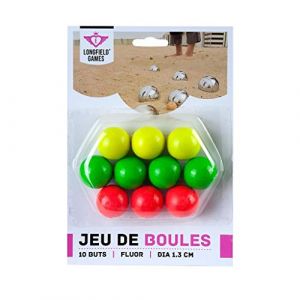 Engelhart 010141 - Buts Fluo Compétition - Jeu De Boules - 10 Cochonnets en bois Fluorescent - Jeux De Pétanque