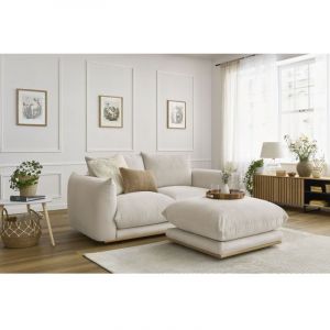 Bobochic Canapé droit fixe - Canapé droit fixe 2 places ultra moelleux ERNEST avec pouf Beige - Beige