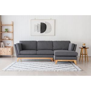 Concept-Usine Canap&eacute; d'angle r&eacute;versible 4 places en tissu gris fonc&eacute; Norden
