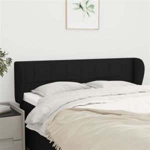 VidaXL Tête de Lit avec Oreilles Meuble de Chambre à Coucher Accessoire de Lit Double Tête de Cadre de Lit Intérieur Noir 147x23x78/88 cm Tissu