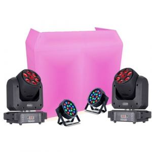 Ibiza Light Pack Ibiza Régie DJ Booth Facade DS40 - 2 Lyres Spot 100W B-Eye 6x10W DMX - 2 Projecteurs PAR - Soirée Mariage Fête Pro