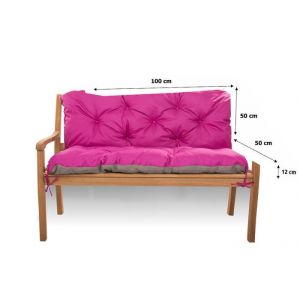 Coussin pour banc de jardin 100x50x50cm, coussin de banc de jardin Rosa, coussin de balançoire, coussin de jardin, coussin de banc extérieur