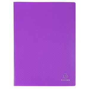 Image de Exacompta 88526E Porte vues Opak en polypropylene mat et opaque avec pochettes intérieures lisse haute transparence 50 pochettes et 100 vues. Format A4. Couleur de couverture Violet