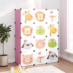 VidaXL Armoire de rangement pour enfants avec 12 cubes Rose PP