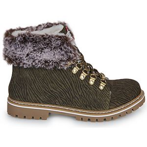 Les Tropéziennes par M. Belarbi Femme Lacen Chaussures Ville Bottes DE Neige, Kaki Zebre, 36 EU