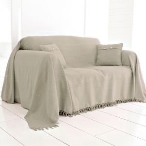 Jet&eacute; de fauteuil en coton ORION - blanc ivoire