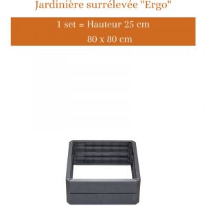 Garantia Jardinière surélevée anthracite, 80 x 80 cm, hauteur 25 cm