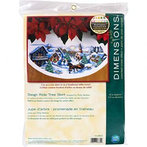 DIMENSIONS Sleigh Ride Arbre Jupe compté Point de Croix Kit-45 Rond, White, 114 x 114 x 0.1 cm